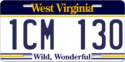 WV license plate 1CM130