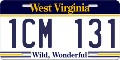 WV license plate 1CM131