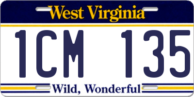 WV license plate 1CM135