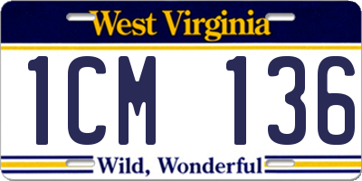 WV license plate 1CM136