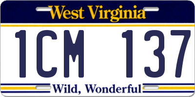 WV license plate 1CM137