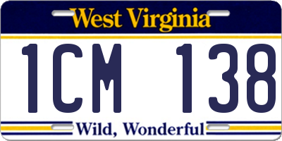 WV license plate 1CM138