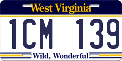 WV license plate 1CM139
