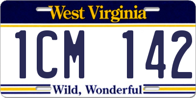 WV license plate 1CM142