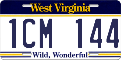WV license plate 1CM144