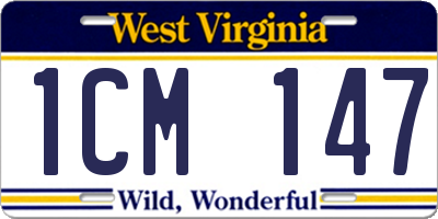 WV license plate 1CM147