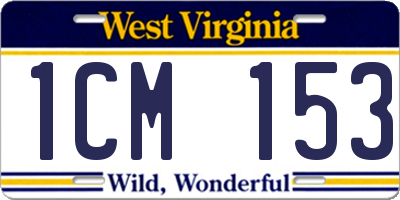 WV license plate 1CM153