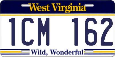 WV license plate 1CM162