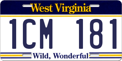 WV license plate 1CM181