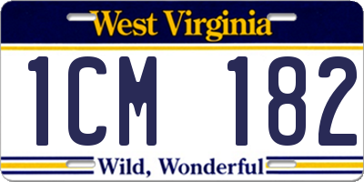 WV license plate 1CM182