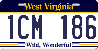 WV license plate 1CM186