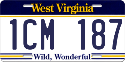 WV license plate 1CM187