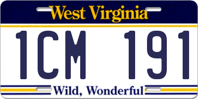 WV license plate 1CM191