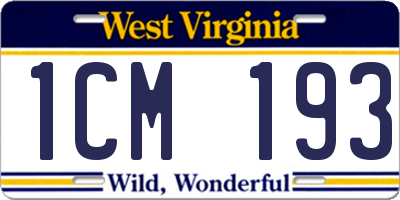 WV license plate 1CM193