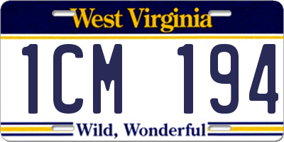 WV license plate 1CM194