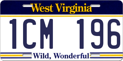 WV license plate 1CM196