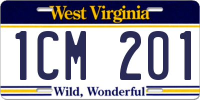 WV license plate 1CM201