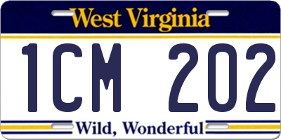 WV license plate 1CM202