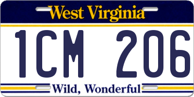 WV license plate 1CM206