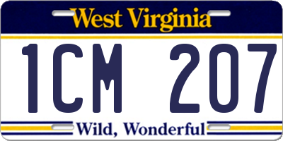 WV license plate 1CM207