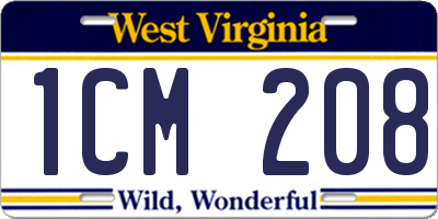 WV license plate 1CM208