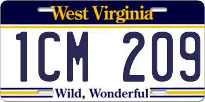 WV license plate 1CM209