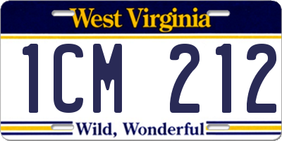 WV license plate 1CM212