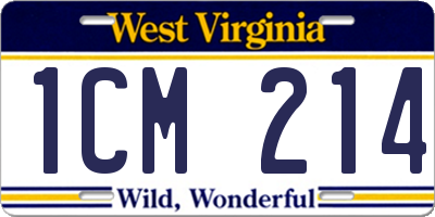 WV license plate 1CM214