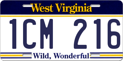 WV license plate 1CM216