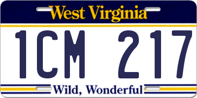 WV license plate 1CM217