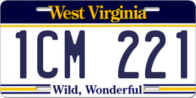 WV license plate 1CM221