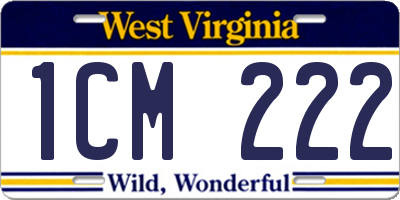 WV license plate 1CM222