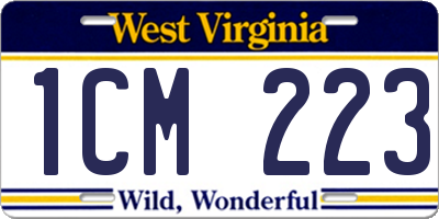 WV license plate 1CM223