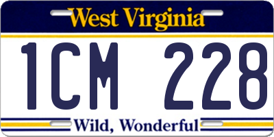 WV license plate 1CM228