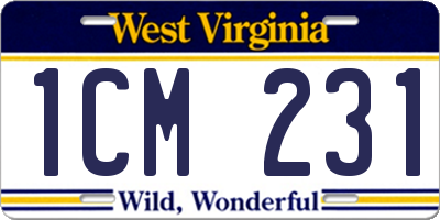 WV license plate 1CM231