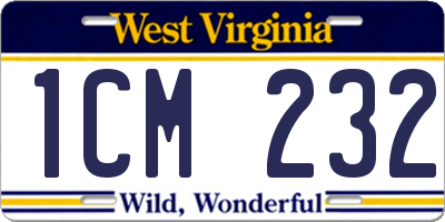 WV license plate 1CM232
