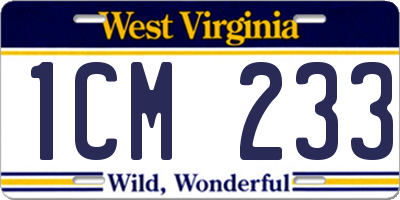 WV license plate 1CM233