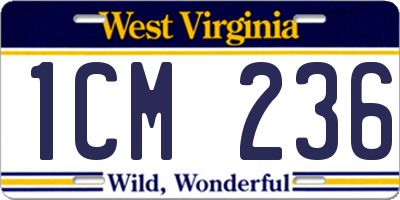 WV license plate 1CM236