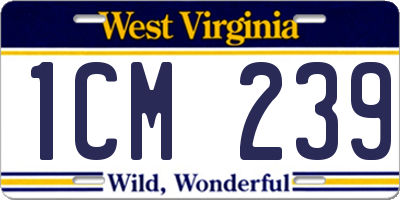 WV license plate 1CM239