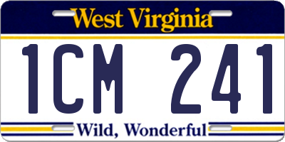 WV license plate 1CM241