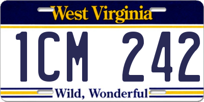 WV license plate 1CM242