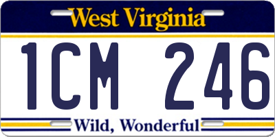 WV license plate 1CM246