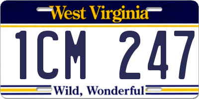 WV license plate 1CM247