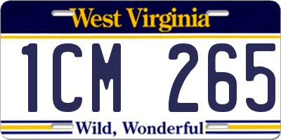 WV license plate 1CM265