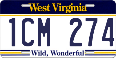 WV license plate 1CM274