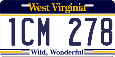 WV license plate 1CM278