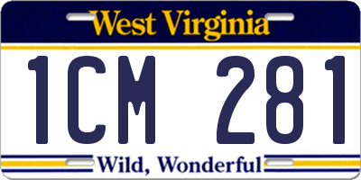 WV license plate 1CM281