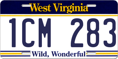WV license plate 1CM283
