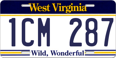 WV license plate 1CM287