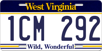 WV license plate 1CM292